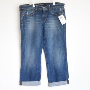 NWT Lucky Brand Sweet Crop Jeans 7W10635 Ol Dolup Wash Blue Cuffed Size 32